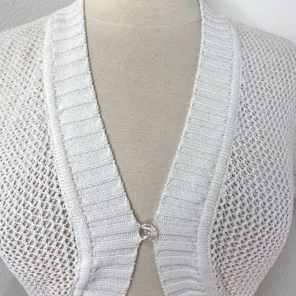 Vtg Caslon White Crochet Bolero Sweater Small Coquette Whimsy Fairy Boho Peasant - Picture 2 of 12